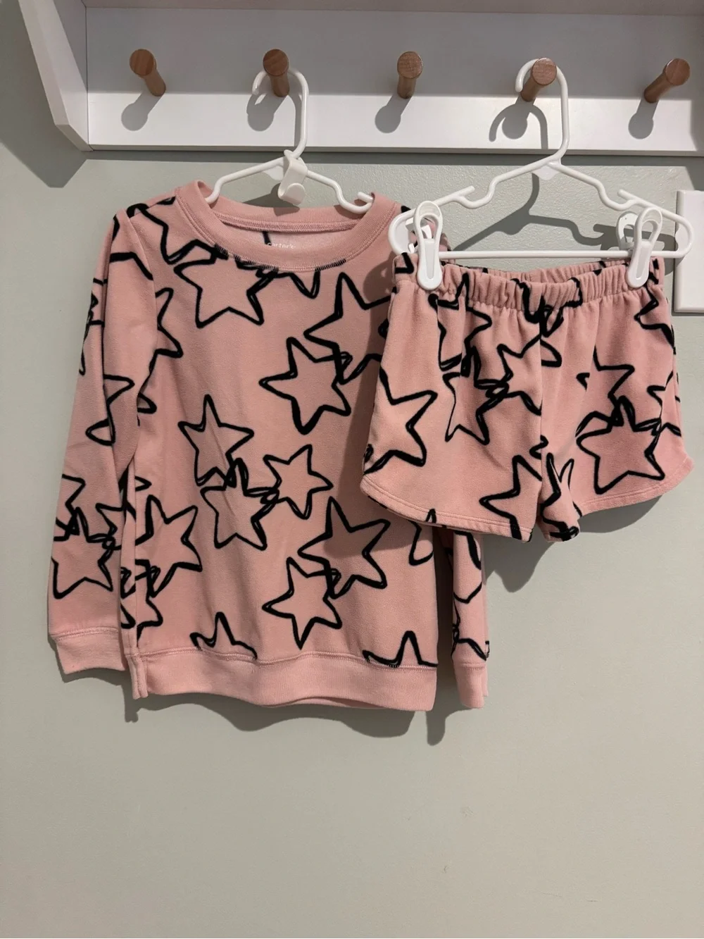 Girls size 6-Carter's Pink Star-Print Pullover & Shorts Fleece Pj’s Set